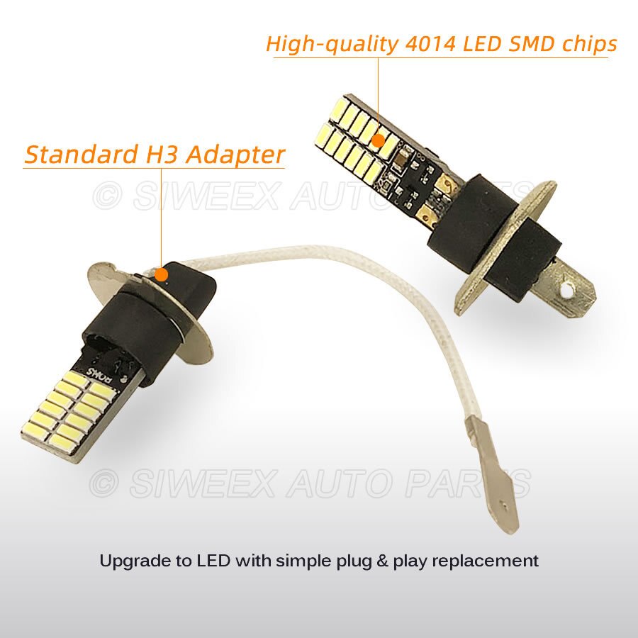 1 bóng đèn H1, đèn H3 ô tô 24smd 4014 Đèn LED 12V đèn sương mù ô tô