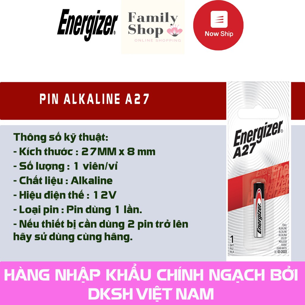 [Hàng Chính Hãng] Energizer Pin A23, A27, A76