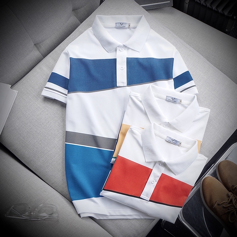 Áo polo nam phối màu CUBES big size 3xl 90kg thoải mái, áo phông áo thun nam cotton cao cấp THE BASIC