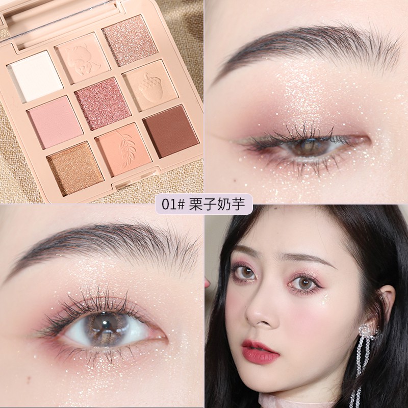 Bảng Phấn Mắt NOVO 9 Màu Lì Và Ánh Nhũ Kết Hợp Trang Điểm Kháng Nước Lâu Trôi