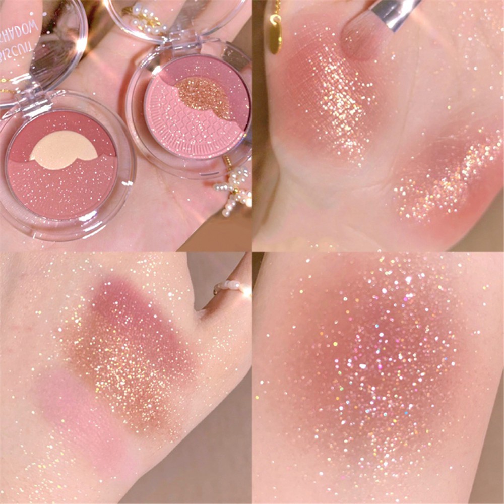 【COD Yjewelry】New Biscuit Eye Shadow Baking Three-color Eye Shadow Tray INS Ultra Fire Matte Pearl Wet Powder