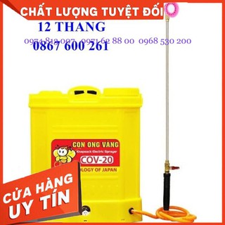 HOT! Bình Xịt Điện phun thuốc trừ sâu Con Ong Vàng 20D, Máy bơm thuốc khử trùng dùng acquy, Giá cực Chất