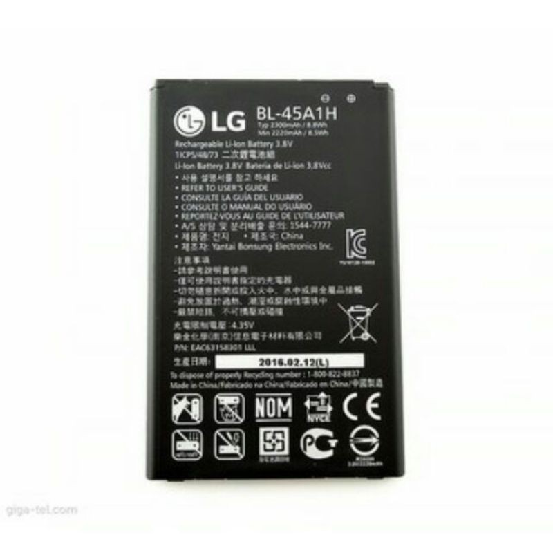 Pin LG K10 BL-45A1H xịn có bảo hành 6 tháng đổi mới.