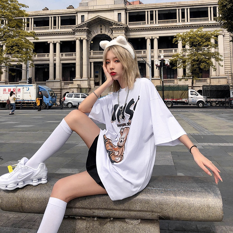Áo thun tay lỡ in hình gấu UNSS ❤️ Áo phông oversize form rộng unisex  nam nữ - A13 - Happy Style