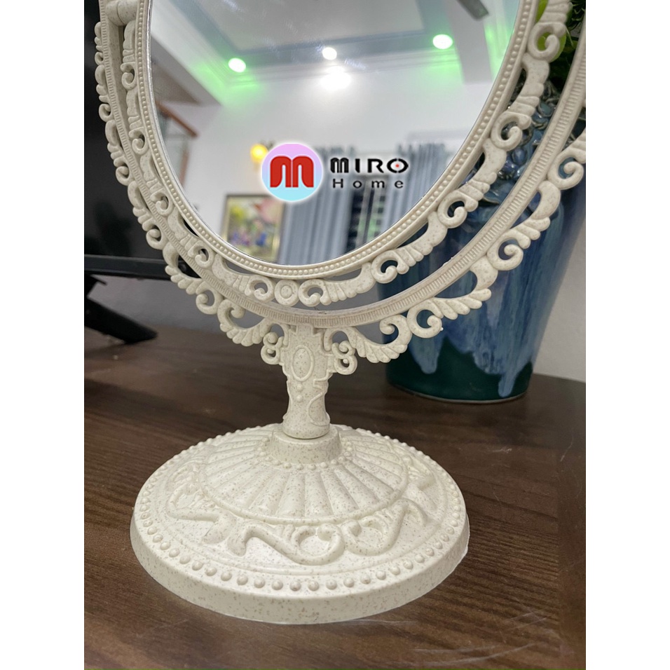 Gương trang điểm để bàn 2 mặt vintage phong cách tiểu thư công chúa MIROHOME