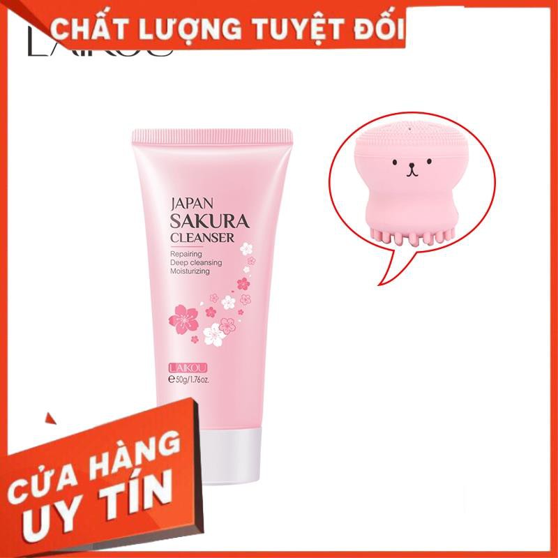 [FreeshipMax] Sữa Rửa Mặt Laikou Nhật Bản 50g + Cọ Rửa Mặt Hình Bạch Tuộc Chất Lượng Cao