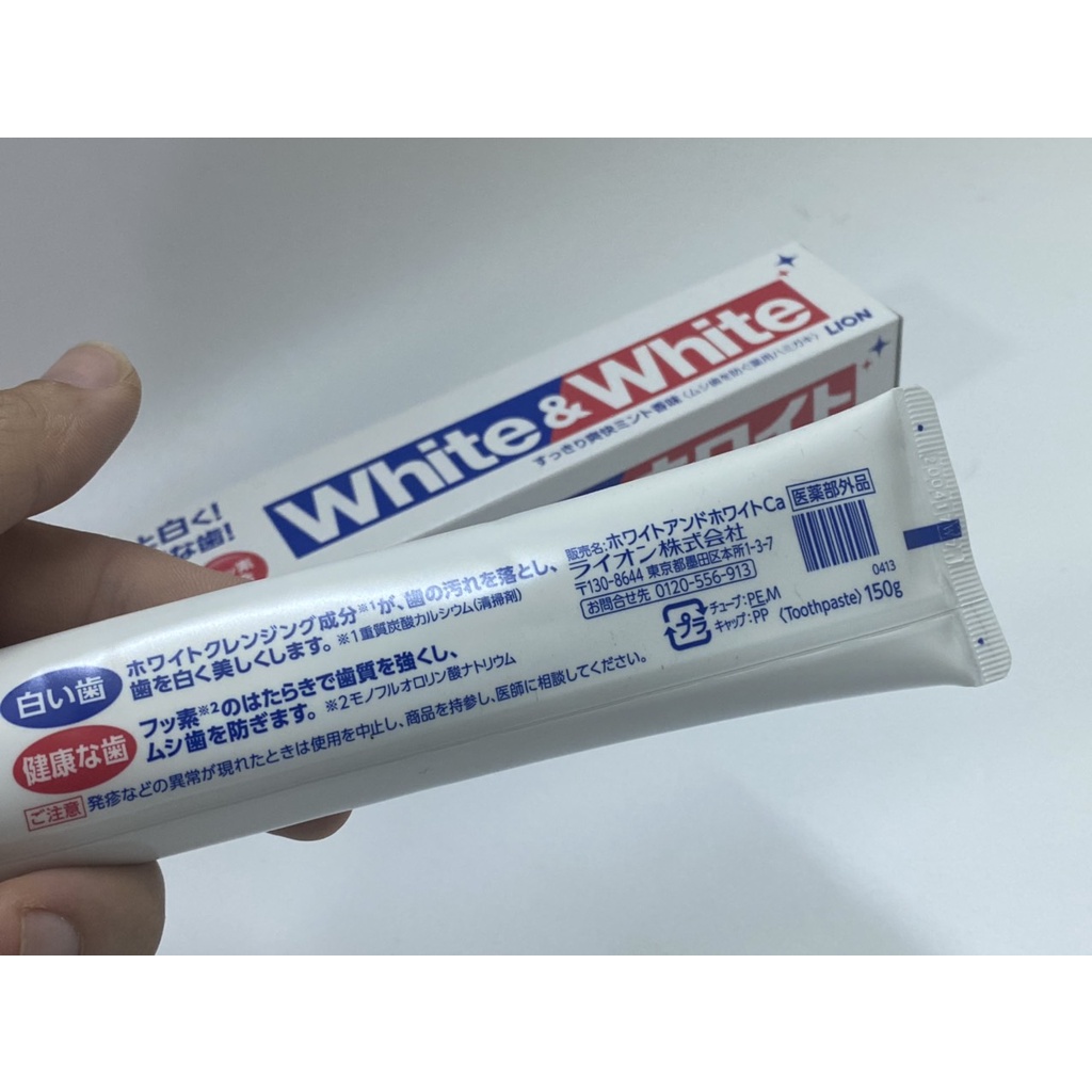 Kem đánh răng White &amp; White Nhật Lion 150g Nội địa Nhật Bản