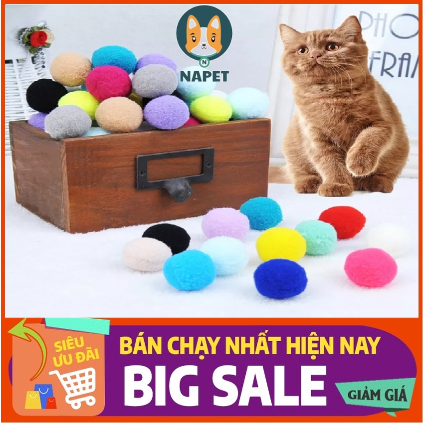 Đồ chơi cho mèo banh len chất liệu mềm mại và không gây tổn thương cho thú cưng có lông tơ bóng tốt độ đàn hồi khi cầm