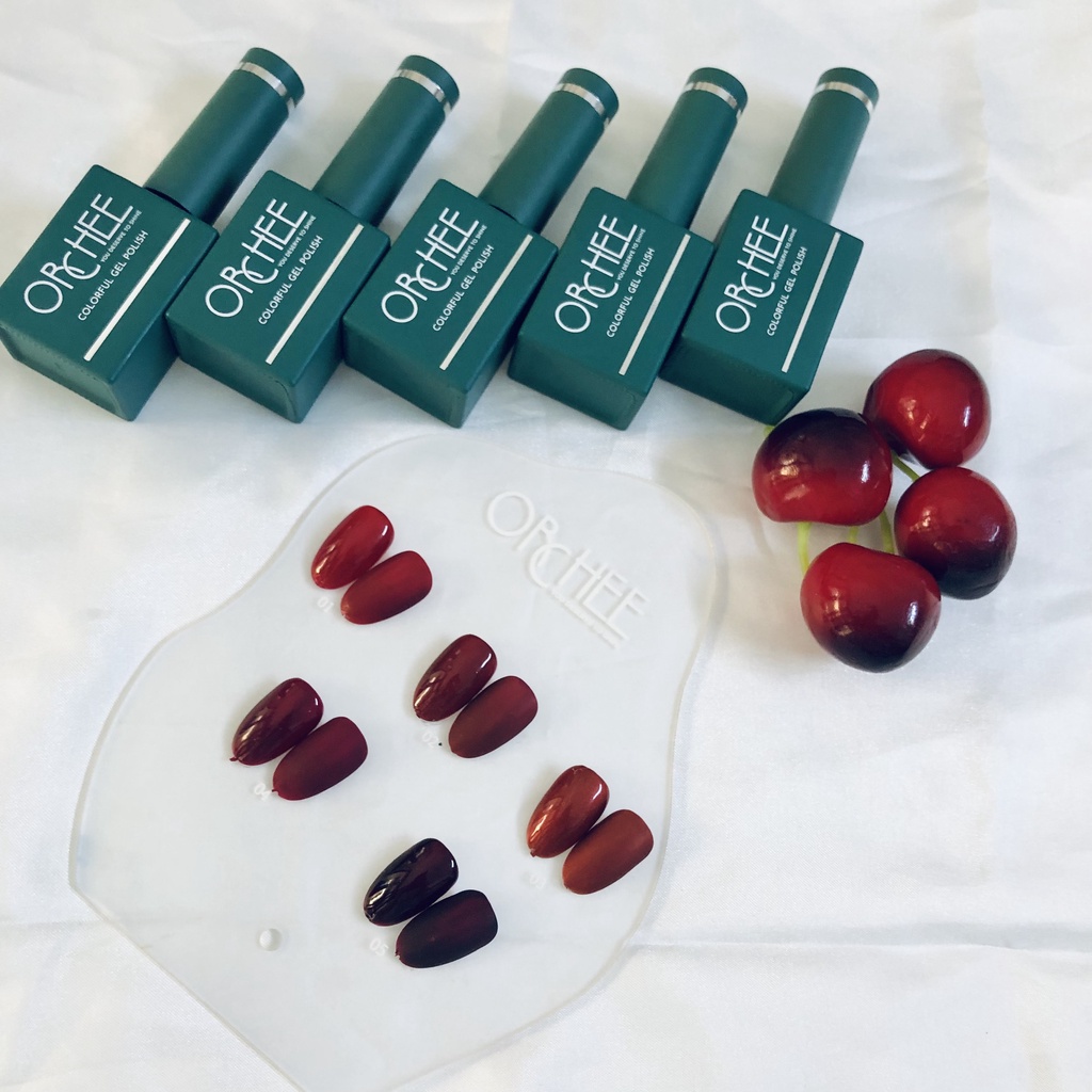 Sơn gel móng tay , set sơn gel đỏ đô , đỏ mận 6 màu  , 15 ml tặng kèm bảng màu