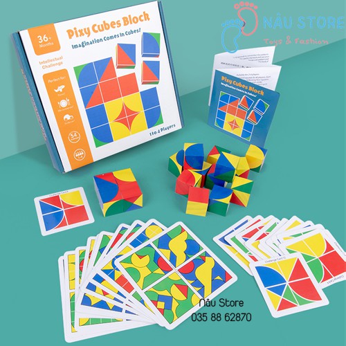 Đồ Chơi Gỗ Thông Minh Ghép Hình Khối Lập Phương Rèn Luyện Tư Duy Không Gian Đa Chiều Pixy Cubes Block