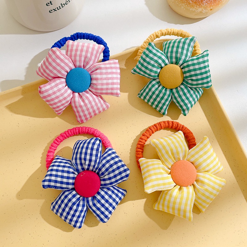 Dây Cột Tóc Cao Su Xếp Ly In Họa Tiết Hoa / Chấm Bi Dễ Thương Thời Trang Cho Nữ