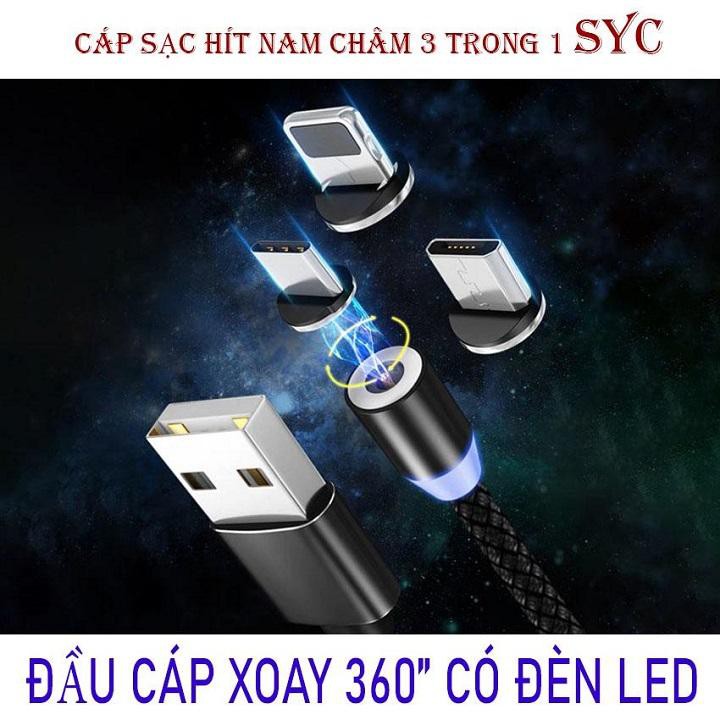 Cáp Sạc Nam Châm , Dây Đèn Led Phát Sáng Siêu Đẹp, Iphone | Android | Type - C, 1 Mét, Bảo Hành 3 Tháng