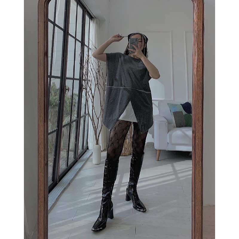 Oversize Grey Tank GT Áo Thun Cộc Tay Unisex Nam Nữ Độc Đáo