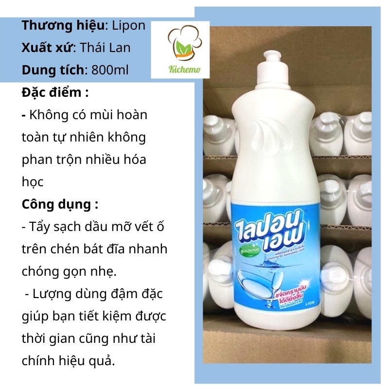 Nước Rửa Chén Không Mùi Lipon Thái Lan 800ml