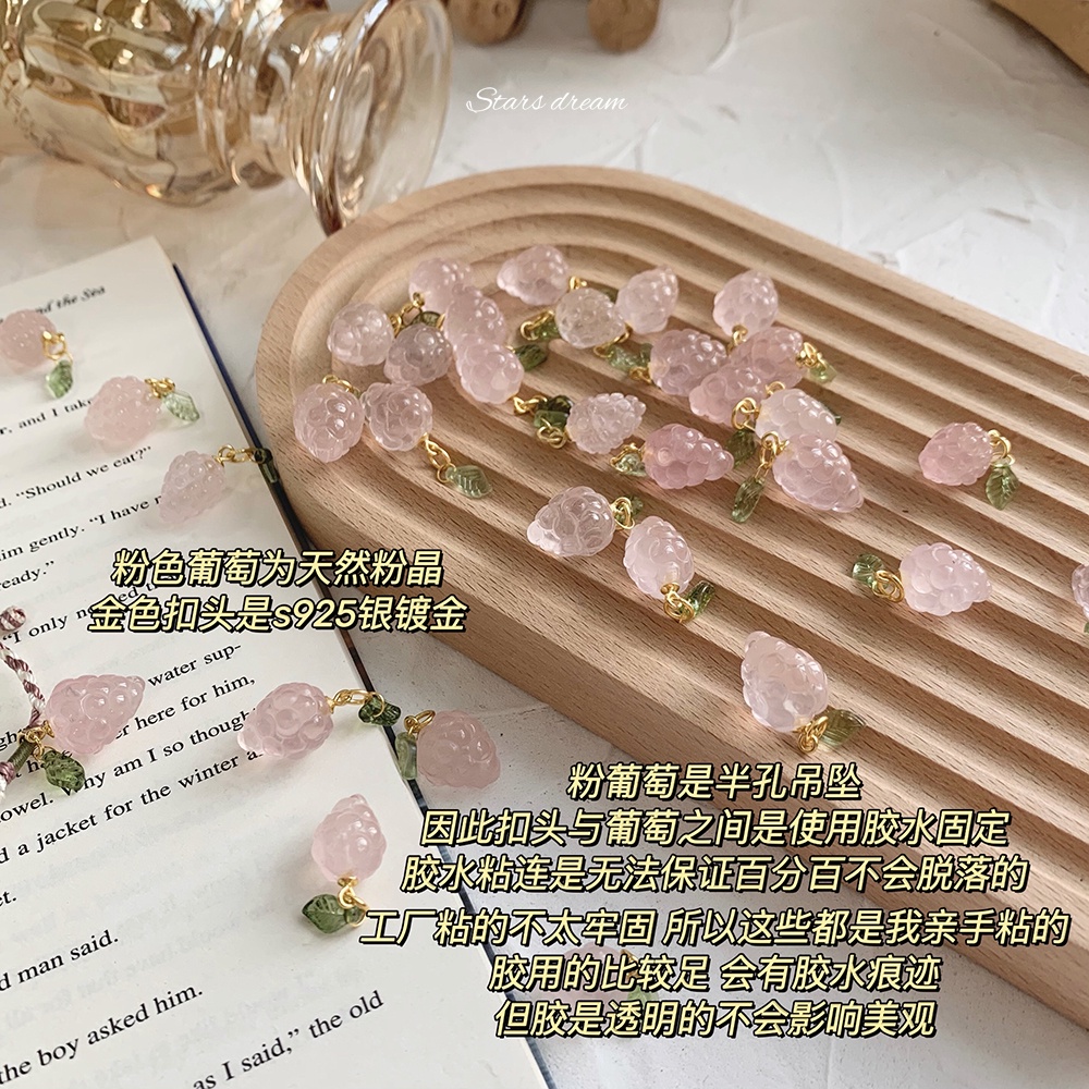 [Hàng Mới] Vòng Đeo Tay Dây Bện Đính Pha Lê Màu Hồng Nho Tươi Trẻ Dành Cho Nữ