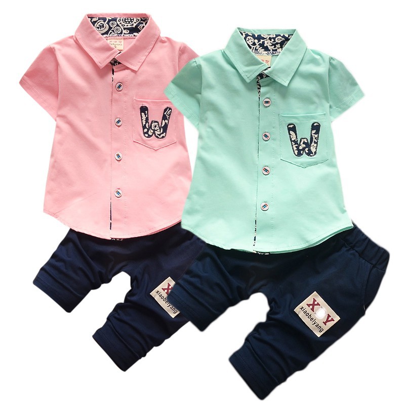 Summer Bowknot T-shirt +Plaid Pants Set Kids Outfits