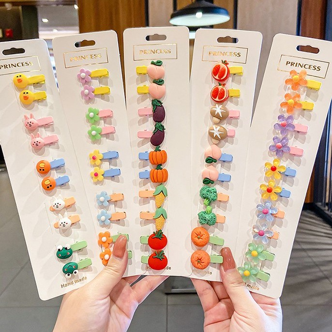 Set 10 kẹp tóc kiểu hoạt hình xinh xắn cho bé gái