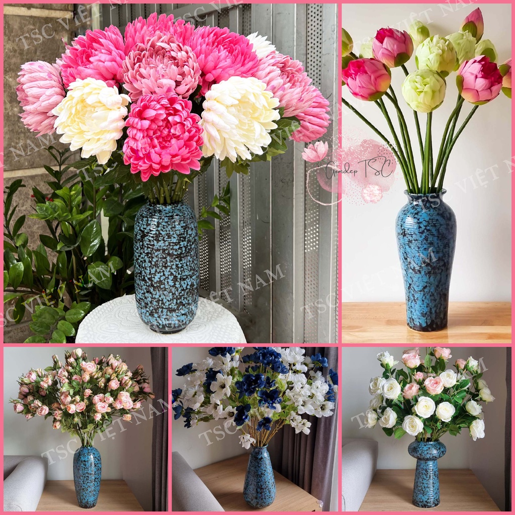 Lọ hoa gốm sứ decor phong cách Âu Mỹ - Nhiều mẫu - Bình hoa trang trí men Pháp độc đáo