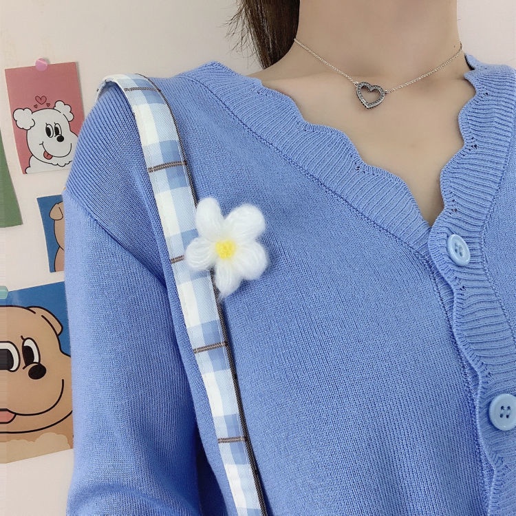 Áo Khoác Cardigan Dệt Kim Dáng Ngắn Thiết Kế Mới Thời Trang Mùa Thu Hàn Quốc Cho Nữ