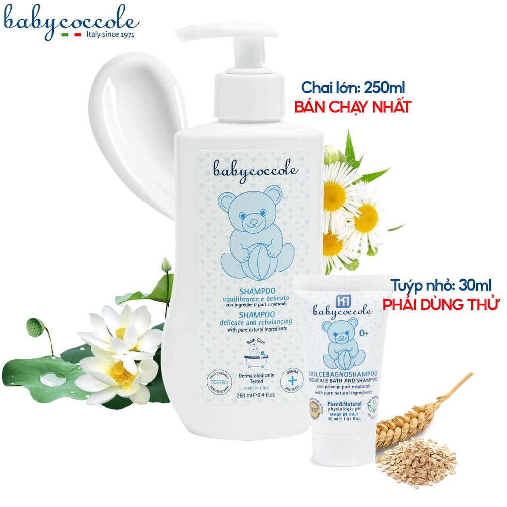 Sữa tắm gội chiết xuất hoa sen Babycoccole 0M+ 30ml