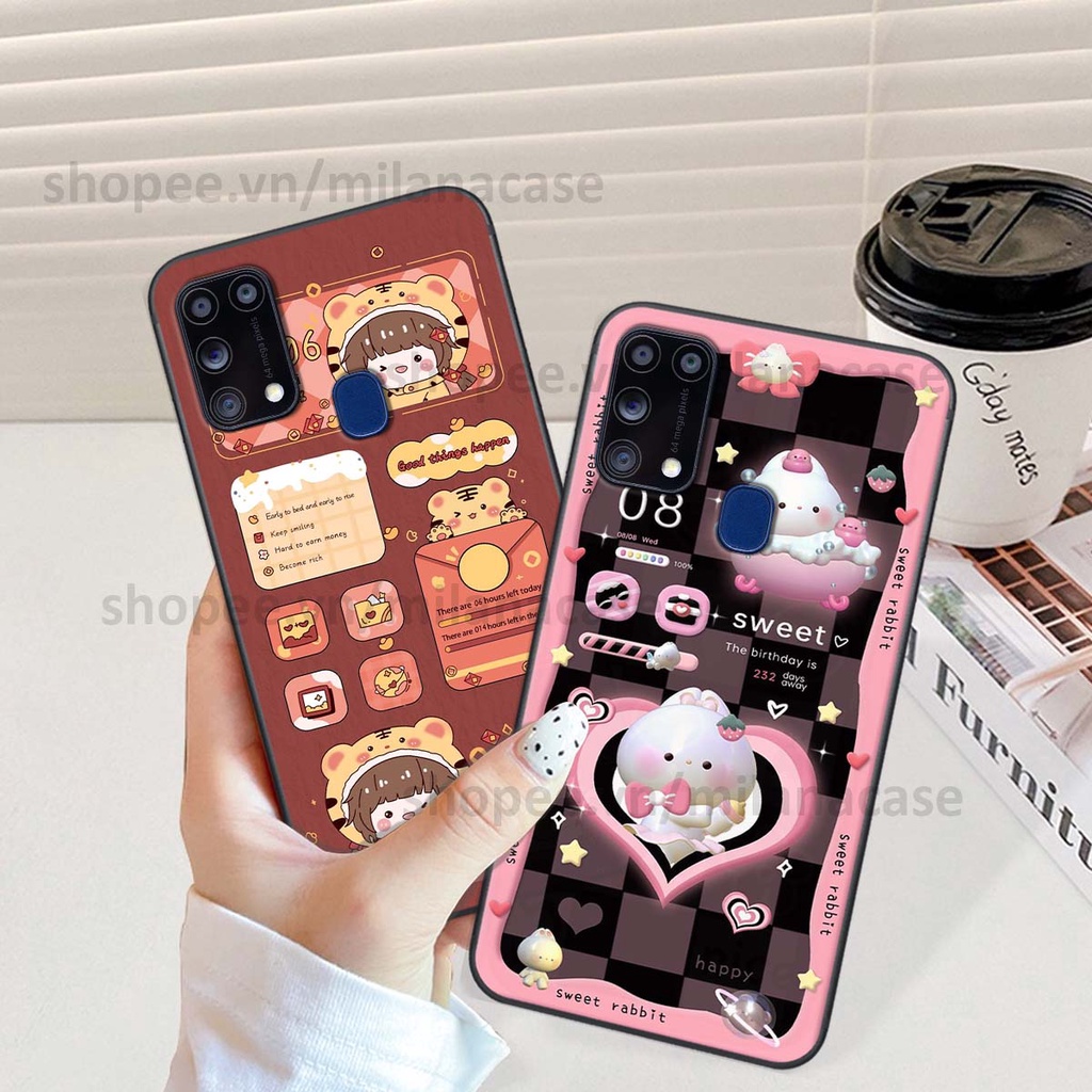 Ốp Samsung M31 hình đồng hồ icon gấu mèo cute cực dễ thương ngộ nghĩnh
