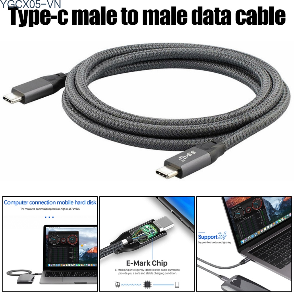 Dây Cáp Sạc Nhanh 100w Pd 5a Usb3.1 4k @ 60hz Hd 10gbps Usb-C Gen 2 Cho Macbook Samsung | BigBuy360 - bigbuy360.vn