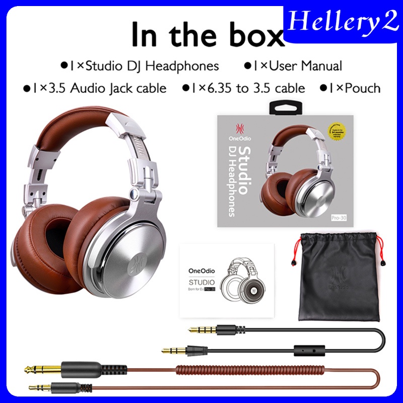 [HELLERY2] Pro-30 Over Ear Headphones Studio Monitor Mixing DJ Stereo Headsets w/Mic