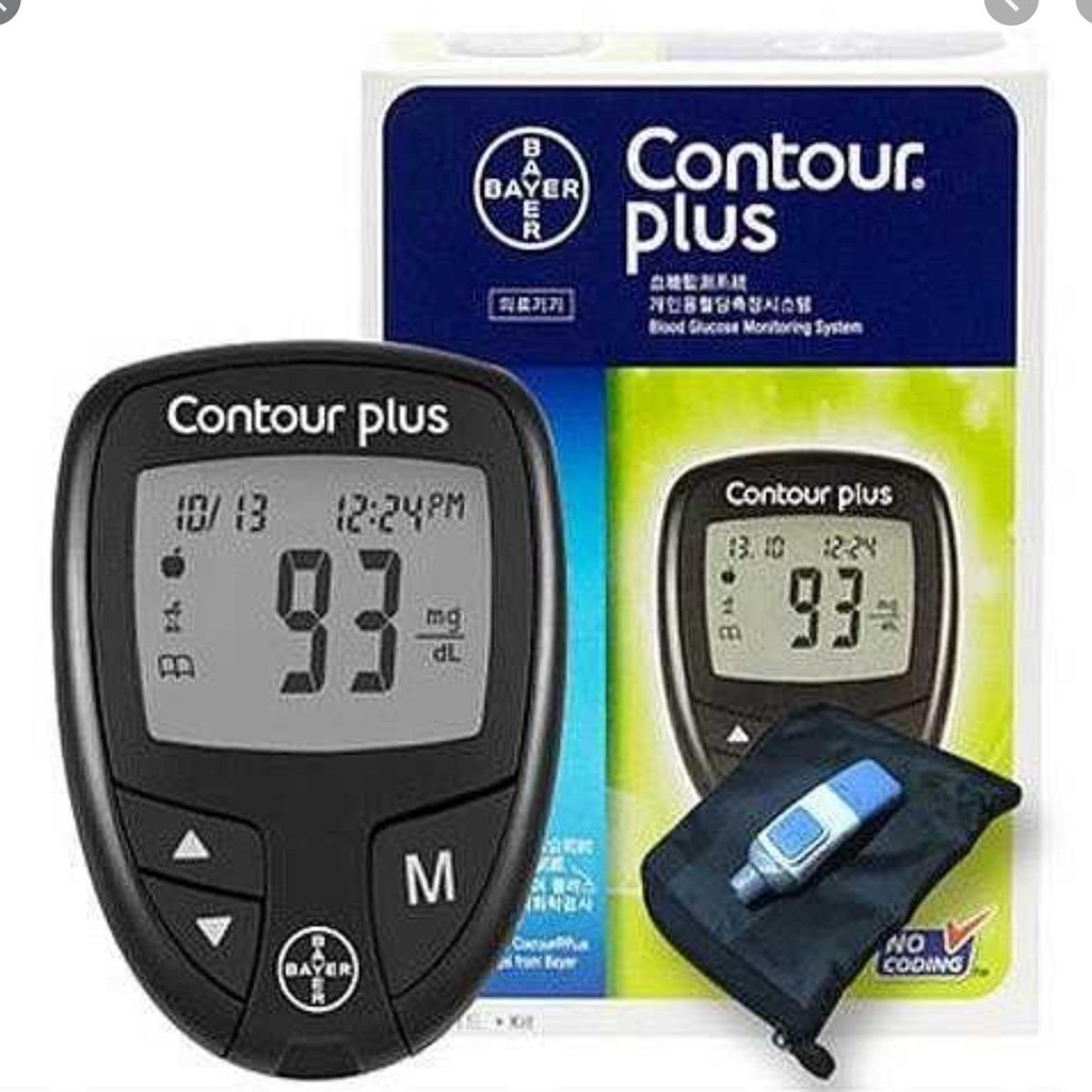 Máy đo đường huyết Bayer Contour Plus Đức, loại bền, xin hay dùng trong bệnh viện, bao gồm kim & bút chích máu