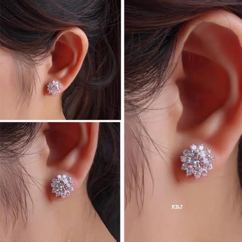 Bông tai nữ hoa sen đá sáng đẹp sang trọng, chuẩn bạc ta-THJ SILVER