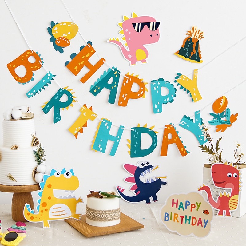 Dây Chữ Sinh Nhật HAPPY BIRTHDAY Kèm Sticker Thú Đáng Yêu