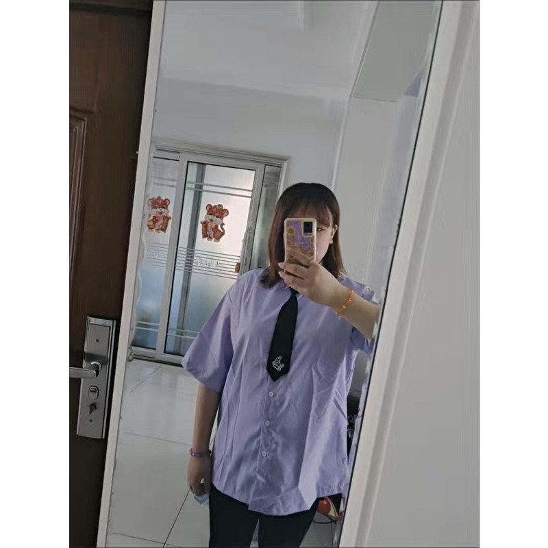 Áo sơ mi tím phối cavat cá tính Super Bigsize đến 150kg