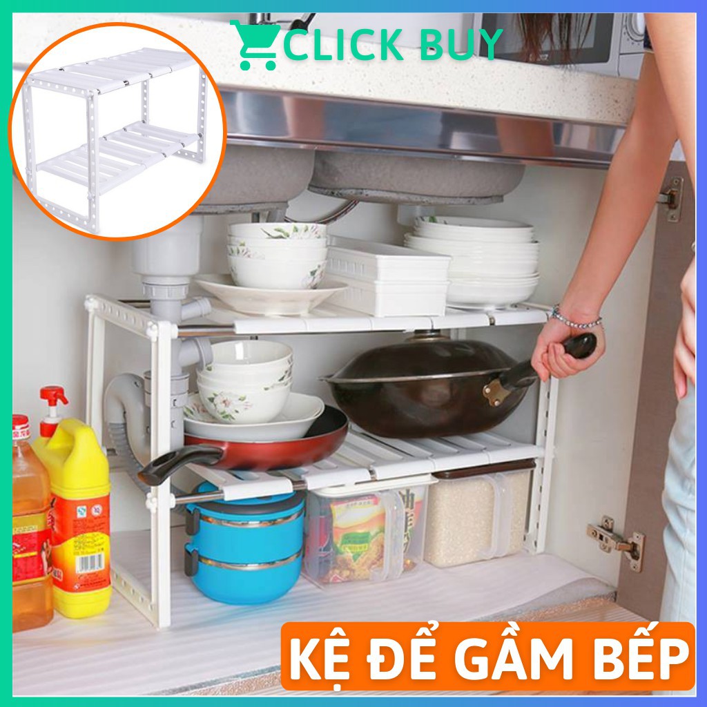 ☃❆♕Kệ Để Xoong Nồi Gầm Bếp 2 Tầng ĐA NĂNG Gọn Gàng, Ngăn Nắp KHUNG INOX CHỊU LỰC