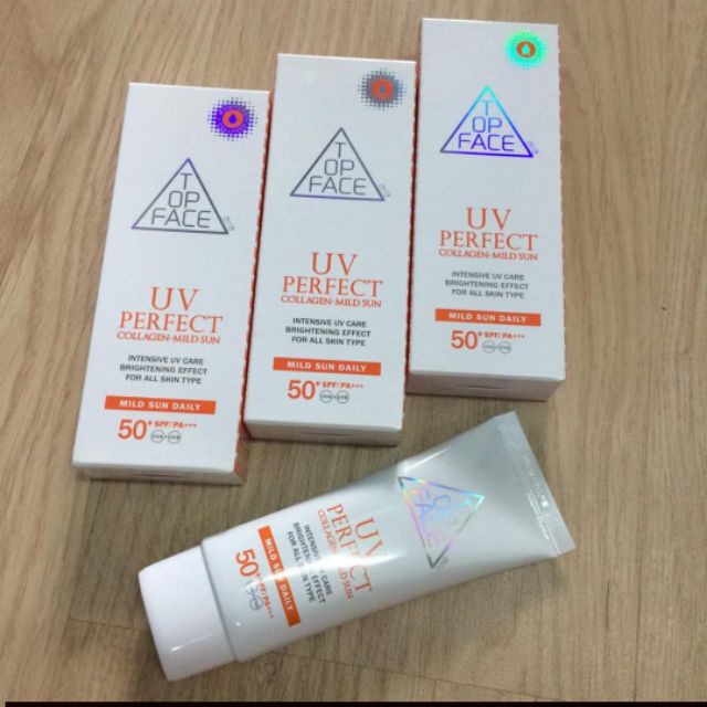 Kem chống nắng TOP FACE UV PERFECT Collagen - Mild Sun SPF+50/PA+++ Hàn Quốc 70ml | BigBuy360 - bigbuy360.vn