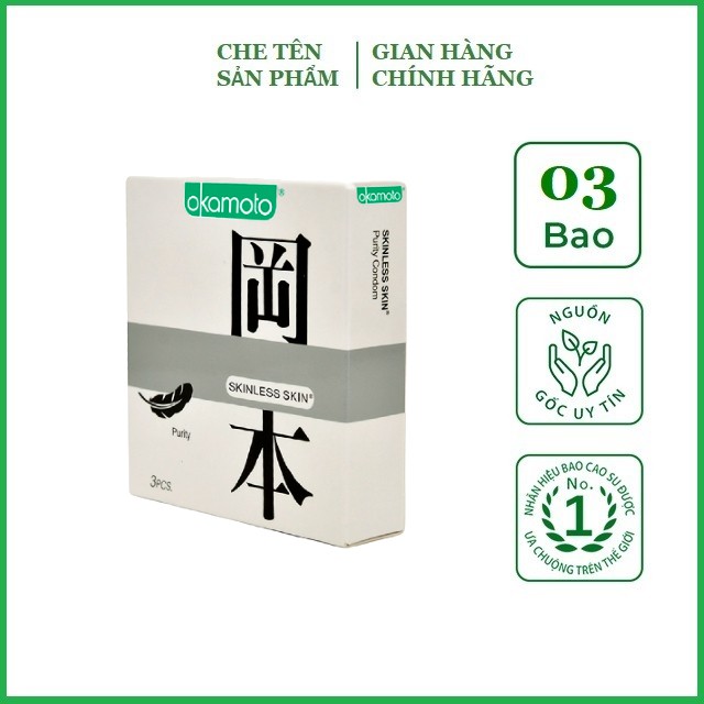 Bao cao su siêu mỏng tinh khiết 3 chiếc Okamoto Purity