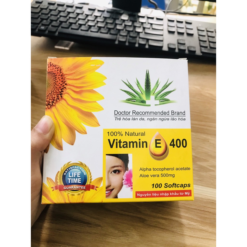 Viên uống đẹp da Vitamin E (Hộp 100 viên) - Nhà thuốc Amipharma