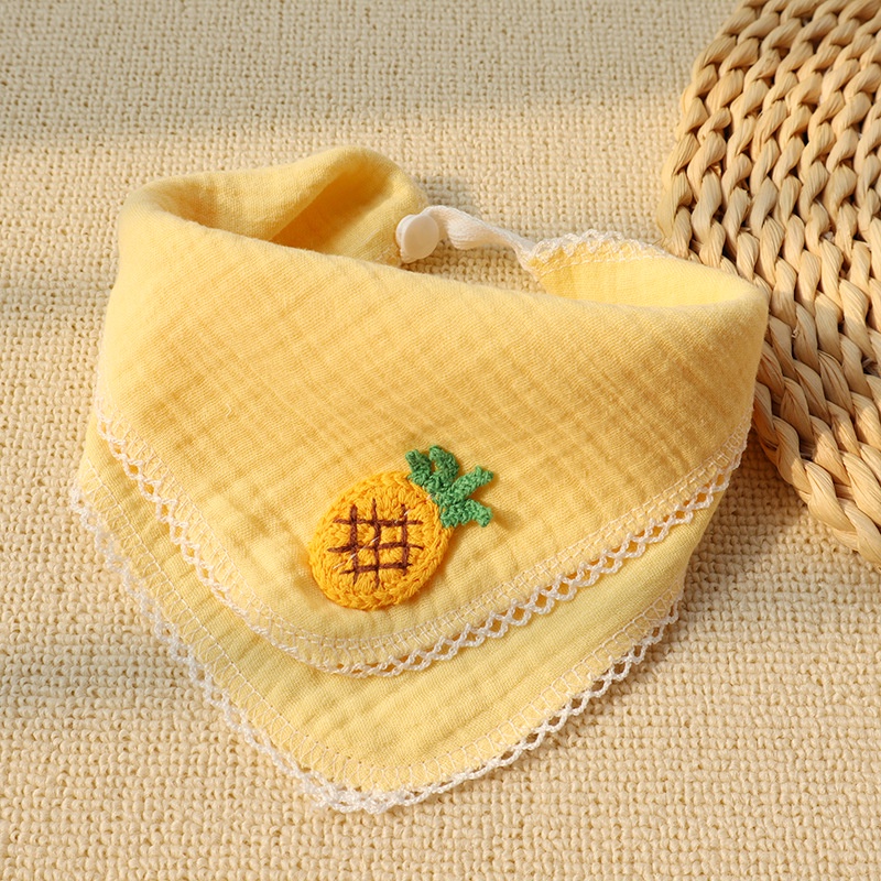 Khăn Yếm Tam Giác KT 25*25cm Vải  Muslin Cao Cấp 2in1 Họa Tiết Hoa Quả Đáng Yêu Babibu