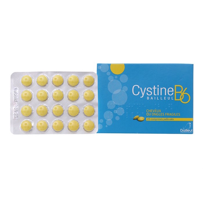 Cystine B6 hỗ trợ rụng tóc và loạn dưỡng móng Hộp 1 vỉ /20 viên [Hàng Pháp]