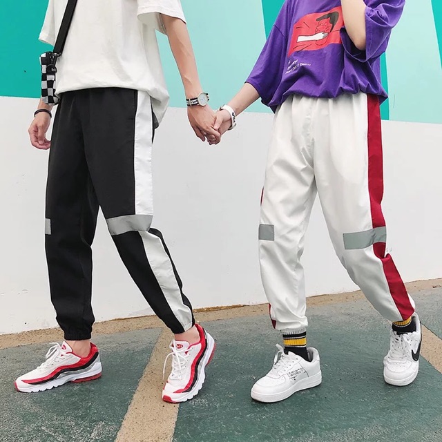 Quần jogger Nỉ unisex Phản Quang Gối nam nữ phong cách ulzzang Wind | BigBuy360 - bigbuy360.vn