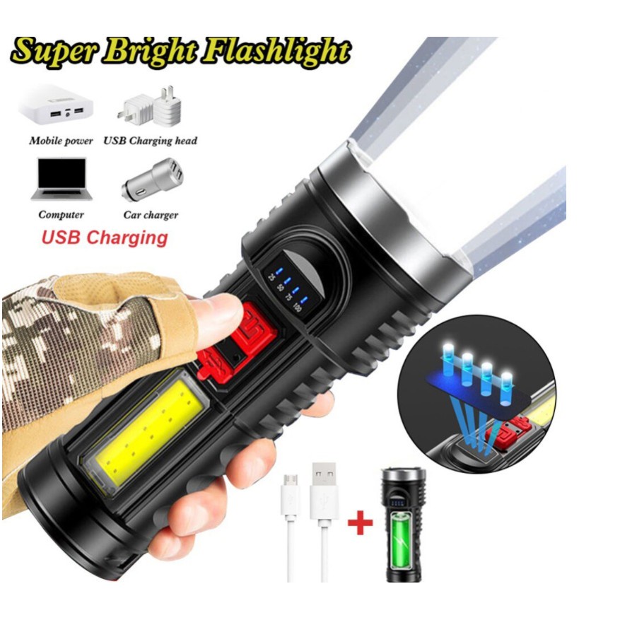 Ultra Đèn Pin Sạc USB Siêu Mạnh Dùng Cho Leo Núi / Đường Dài