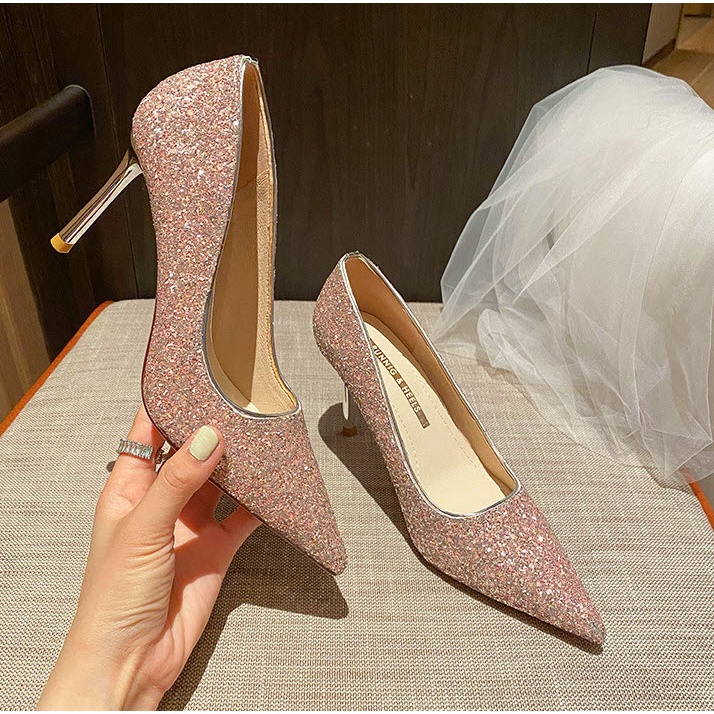 HÀNG CÓ SẴN  _ Giày Cao Gót Ánh Nhũ Big Size