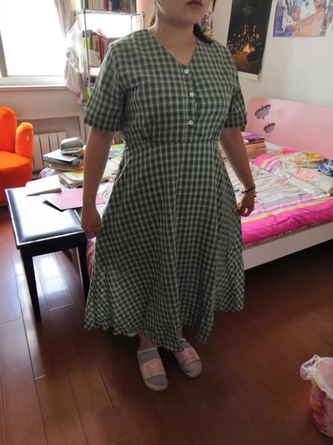 [ ORDER ] Đầm caro ulzzang dáng suông / đầm vintage dài có size lớn bigsize | BigBuy360 - bigbuy360.vn