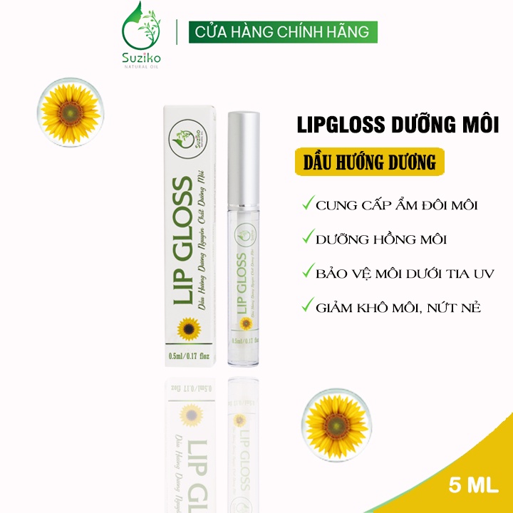 LipGloss dầu dừa SUZIKO giúp dưỡng ẩm cải thiện môi khô 5ml