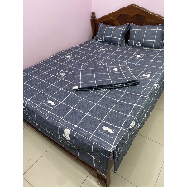 Bộ chăn ga gối trần bông xẻ góc ( ga chùm , ga xẻ góc , ga bọc )