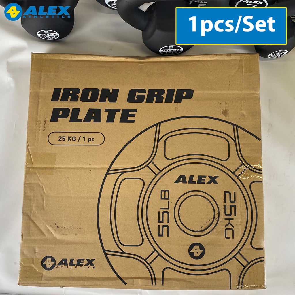 Tạ Đĩa 25Kg 4 Lỗ Phi 50 ALEX Màu Đen Cao Cấp, Gang Nguyên Khối Sơn Tĩnh Điện Tập Thể Hình, Gym