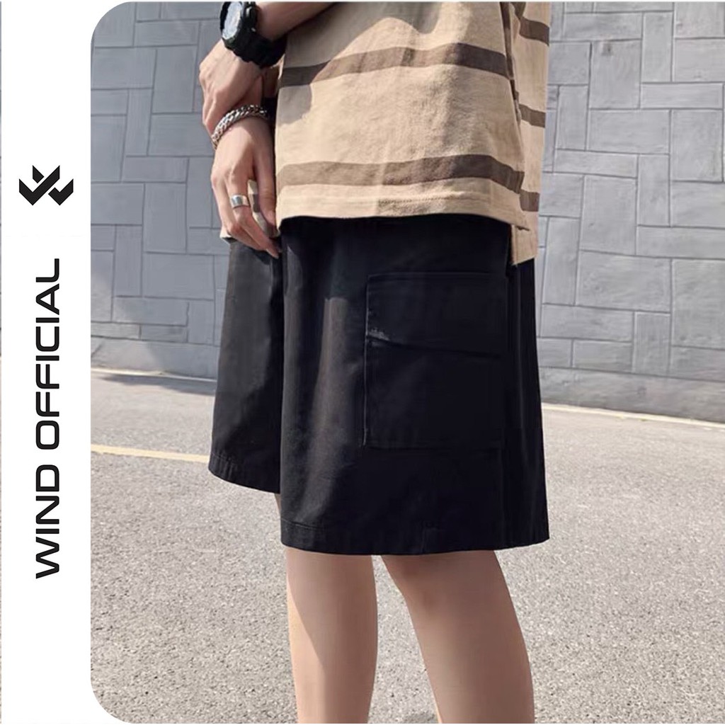 Quần short ngố kaki túi hộp Wind unisex Trơn sort nam nữ phong cách ulzzang