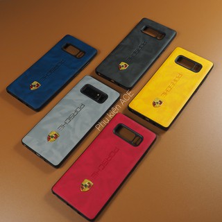 Ốp silicon dẻo Samsung Note 8, Note 9, Note 10Plus, S10 Plus, S20, S20 Plus, S20 Ultra , giả da đính kèm logo Porsche