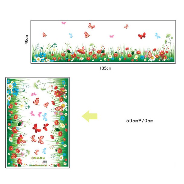 Decal trang trí chân tường Hoa Cỏ sắc màu mới