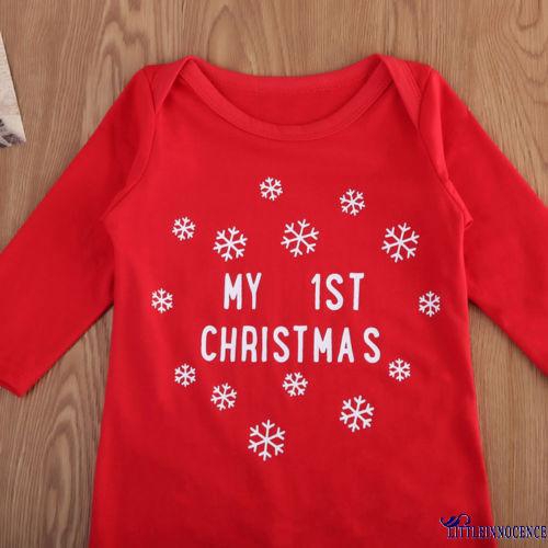 ❤XZQ-Cute Baby Christmas Clothes Sweet Casual Kids Newborn Fall Long Sleeve Red Xmas Sunsuit Jumpsuit Romper Outfits