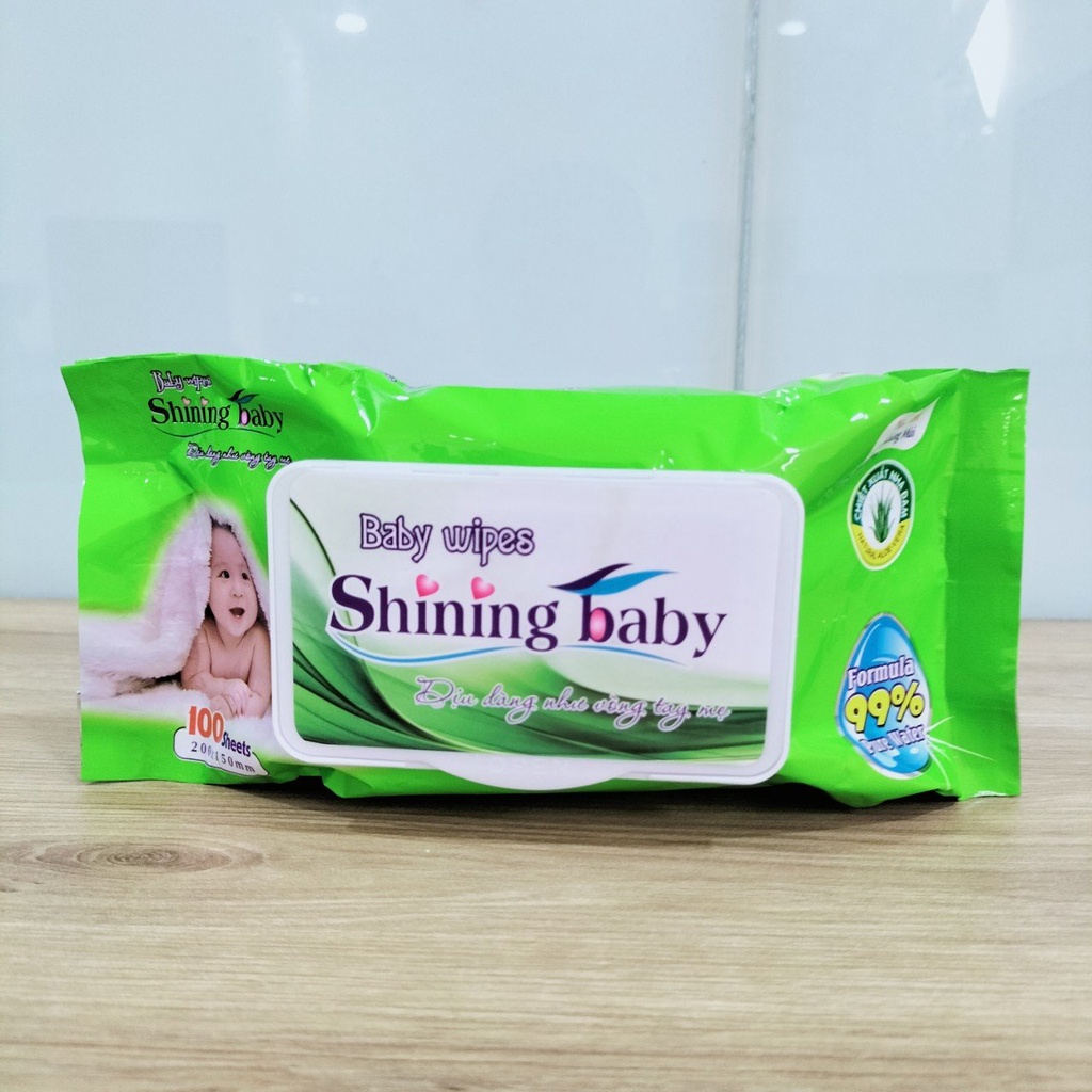 Combo 3 Bịch Khăn Giấy Ướt Shining Baby Không Mùi 100 Tờ