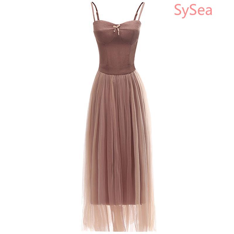 Đầm Dáng Dài Phối Lưới Thời Trang Đi Biển Cho Phái Nữ